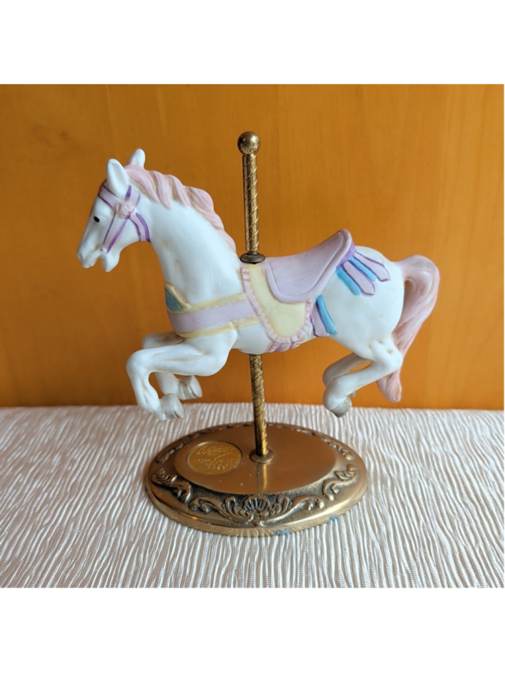 VINTAGE Willitts Designs 4783 Porcelain Carousel Horse 1986 Brass Stand